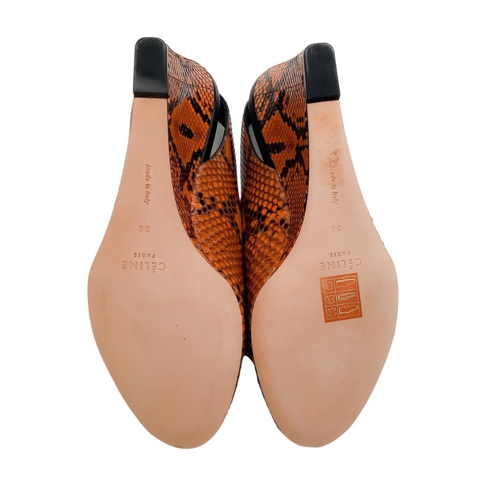 Celine Rust Python Peep Toe Wedges - Picture 8 of 9